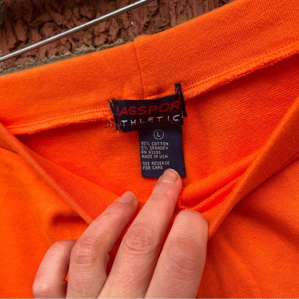 Athletic Orange and White Side Striped Capri Athletic 90s Pants - Picture 3 of 3